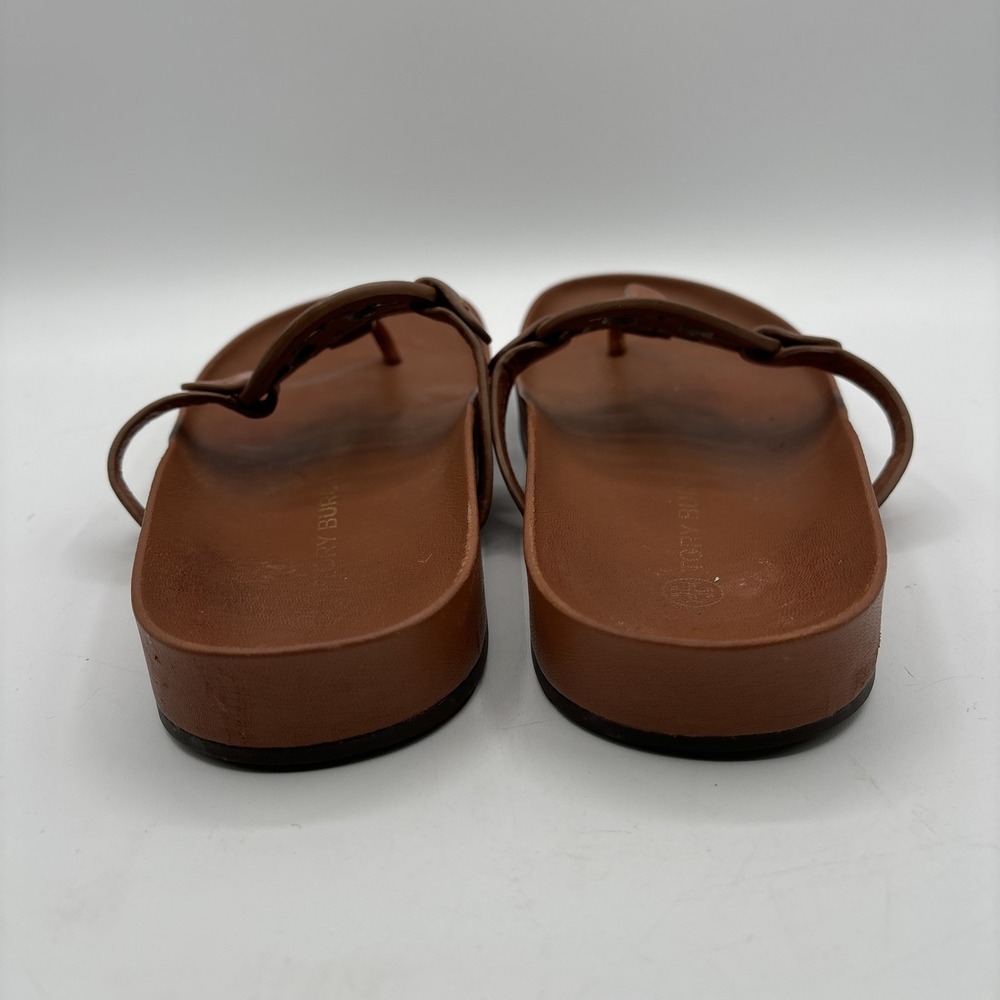 Tory Burch Miller Cloud Sandals Women's 8.5 Aged Camello Tan Leather Thong - Picture 4 of 11